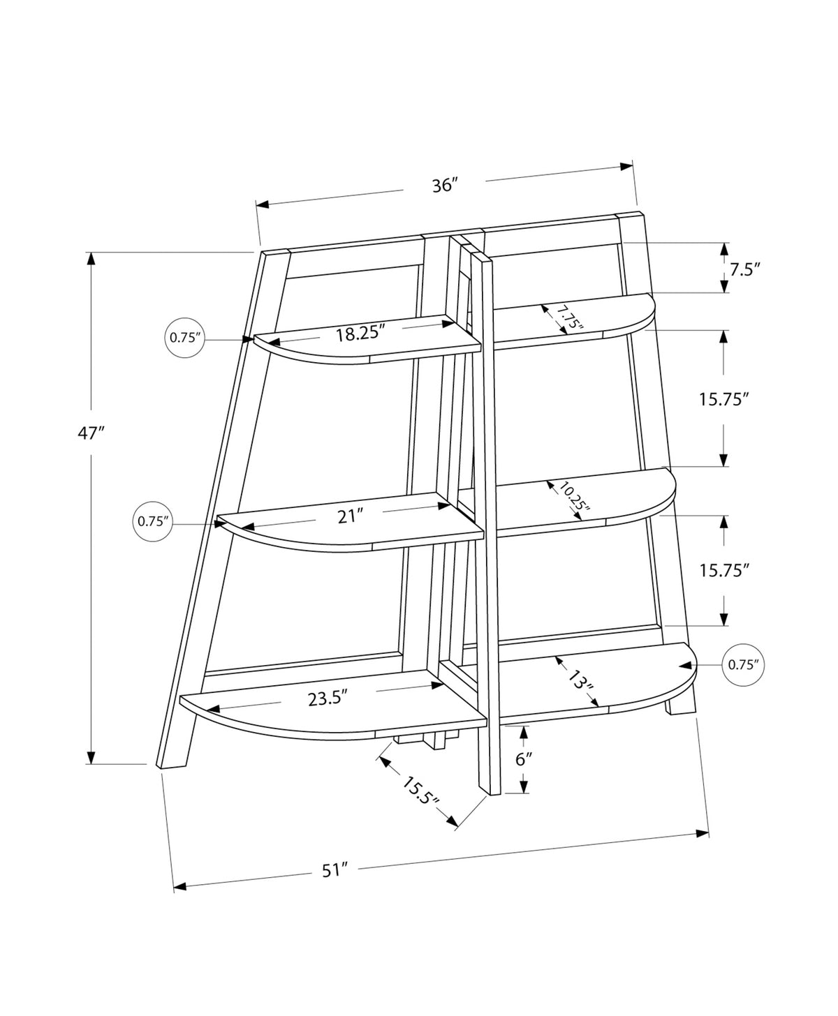 Espresso 3-Tier Bookshelf - Display & Storage