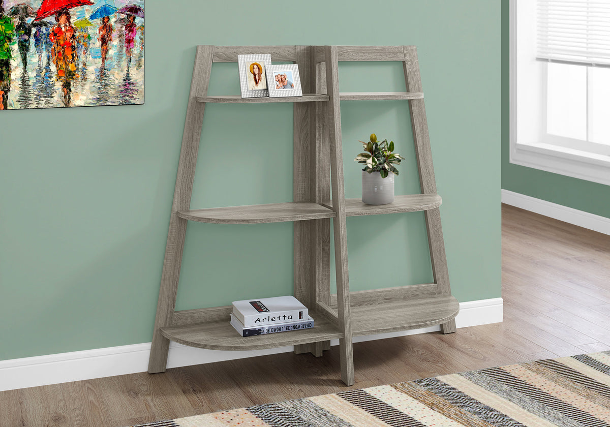 Taupe 47 Inch Bookshelf - 6 Shelf Display Unit for Living Room
