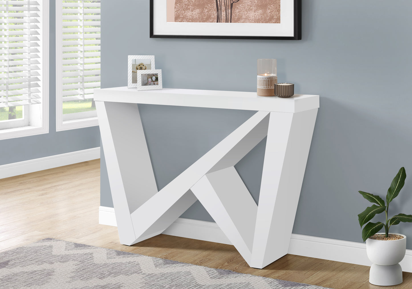 White Engineered Wood Console Table - Entryway Accent Table