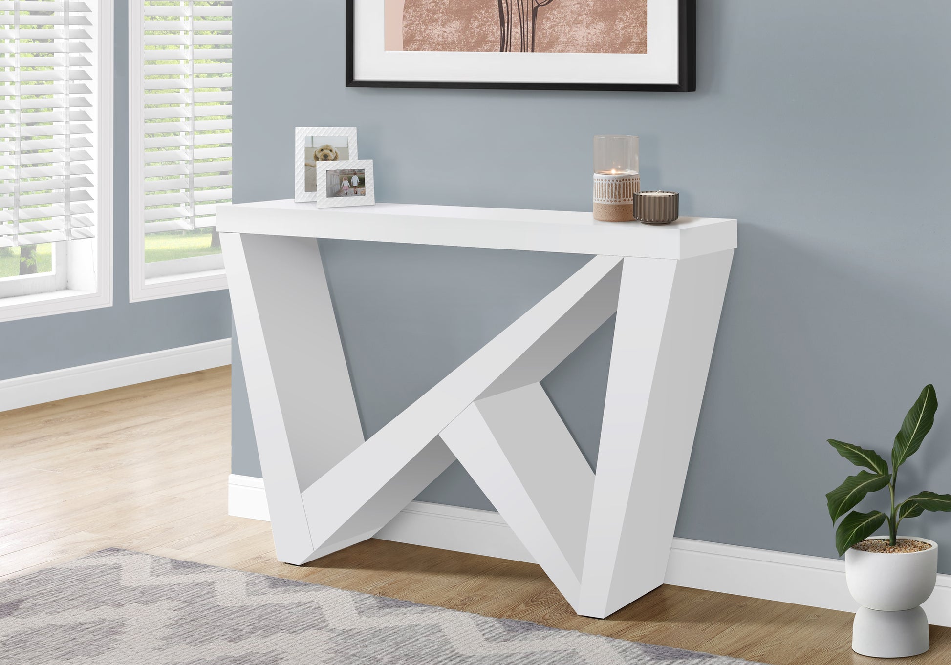 White Engineered Wood Console Table - Entryway Accent Table