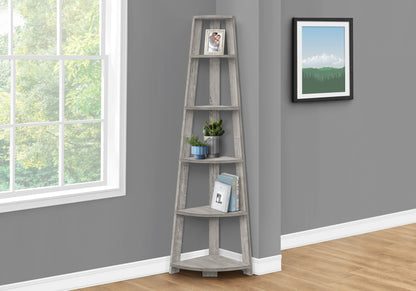Grey Particle Board Corner Bookshelf for Bedroom Storage for Living Room