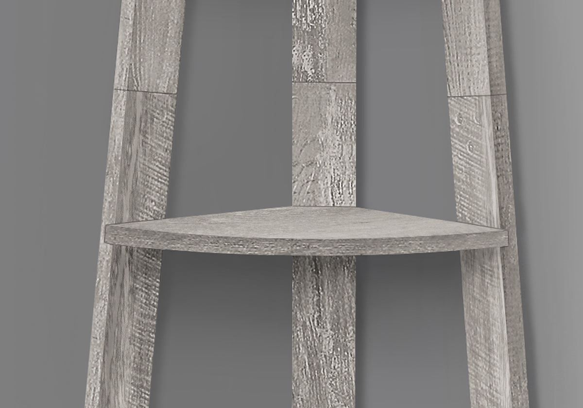 Grey Particle Board Corner Bookshelf for Bedroom Storage for Living Room
