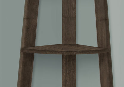 Corner Bookshelf, 5 Tier Walnut Etagere - 72"H Display Shelf