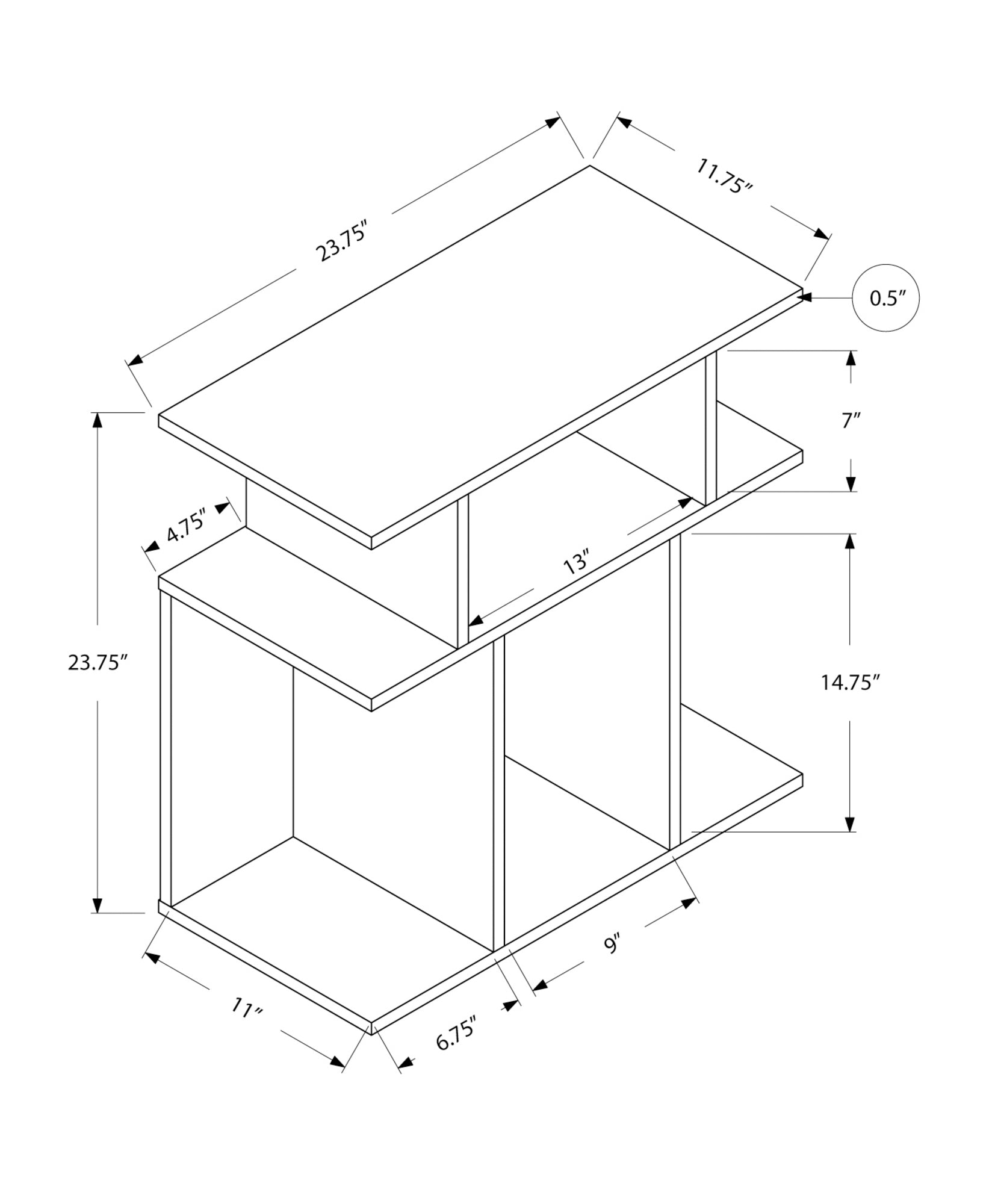 White Accent Table with 6 Shelves - Side Table, Hallway Console