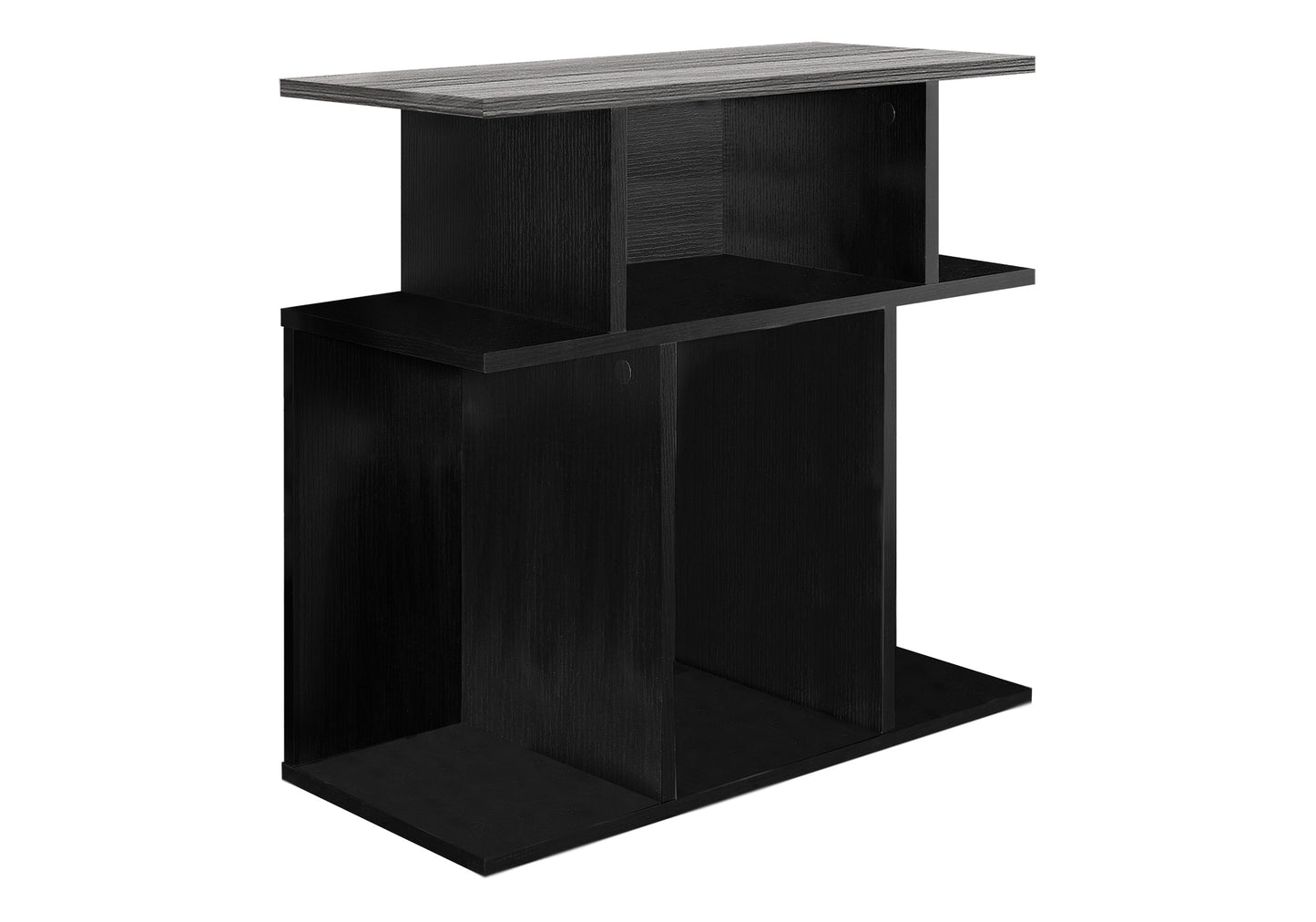 Black Accent Table - 23.75" Side Table with Shelves for Living Room