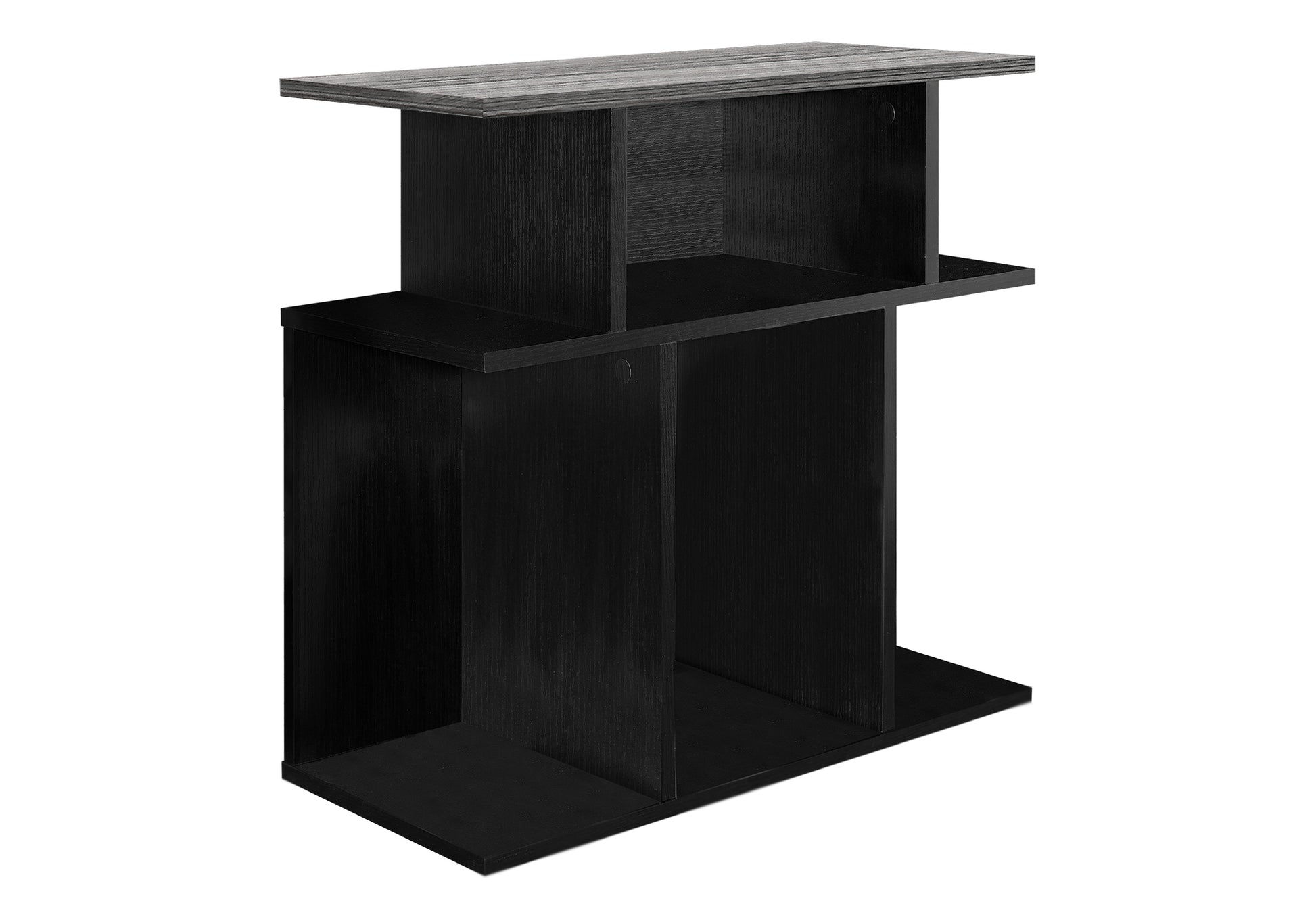 Black Accent Table - 23.75" Side Table with Shelves for Living Room