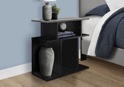 Black Accent Table - 23.75" Side Table with Shelves for Living Room