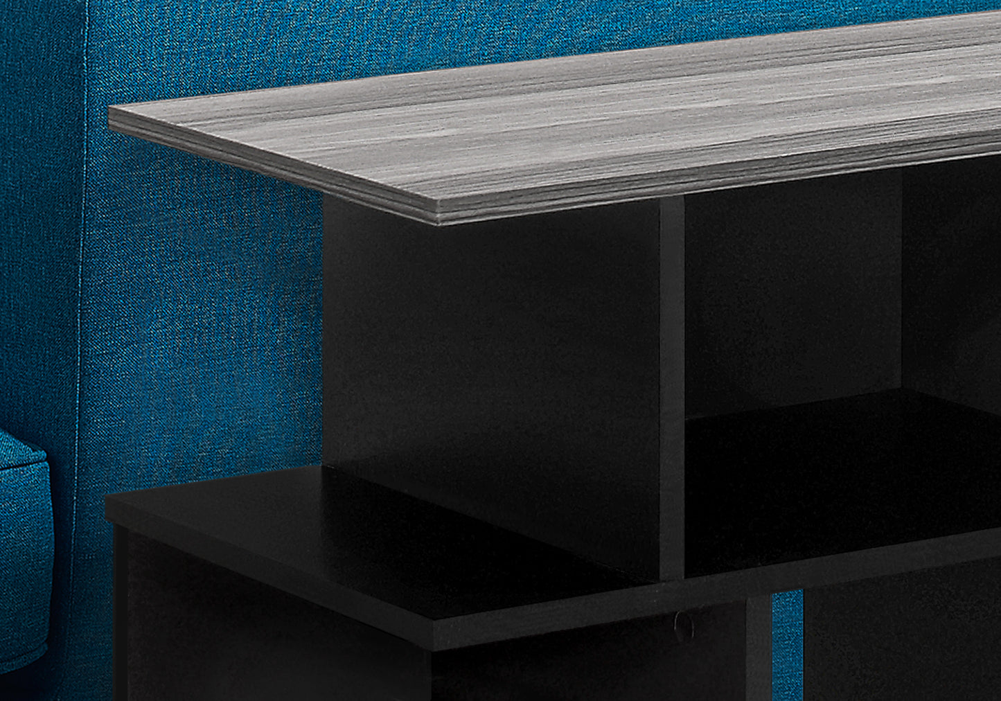 Black Accent Table - 23.75" Side Table with Shelves for Living Room