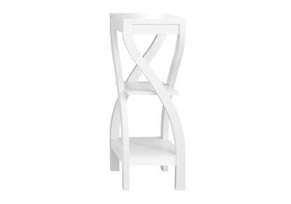 3-Tier White Side Table - Storage Accent Table for Living Room