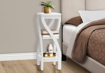 3-Tier White Side Table - Storage Accent Table for Living Room