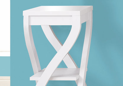 3-Tier White Side Table - Storage Accent Table for Living Room