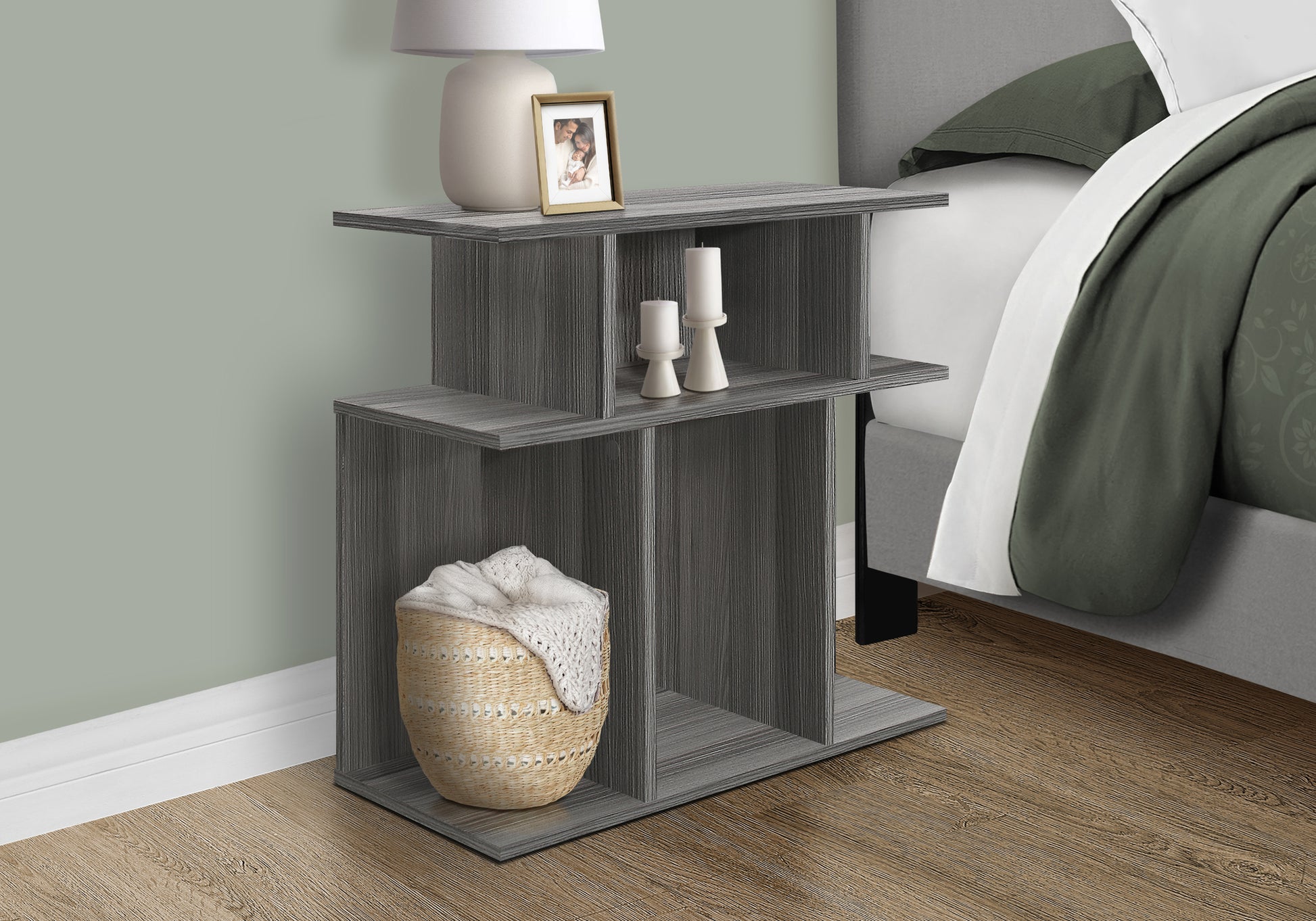 Grey Accent Table - 23.75" Side Table for Bedroom or Living Room