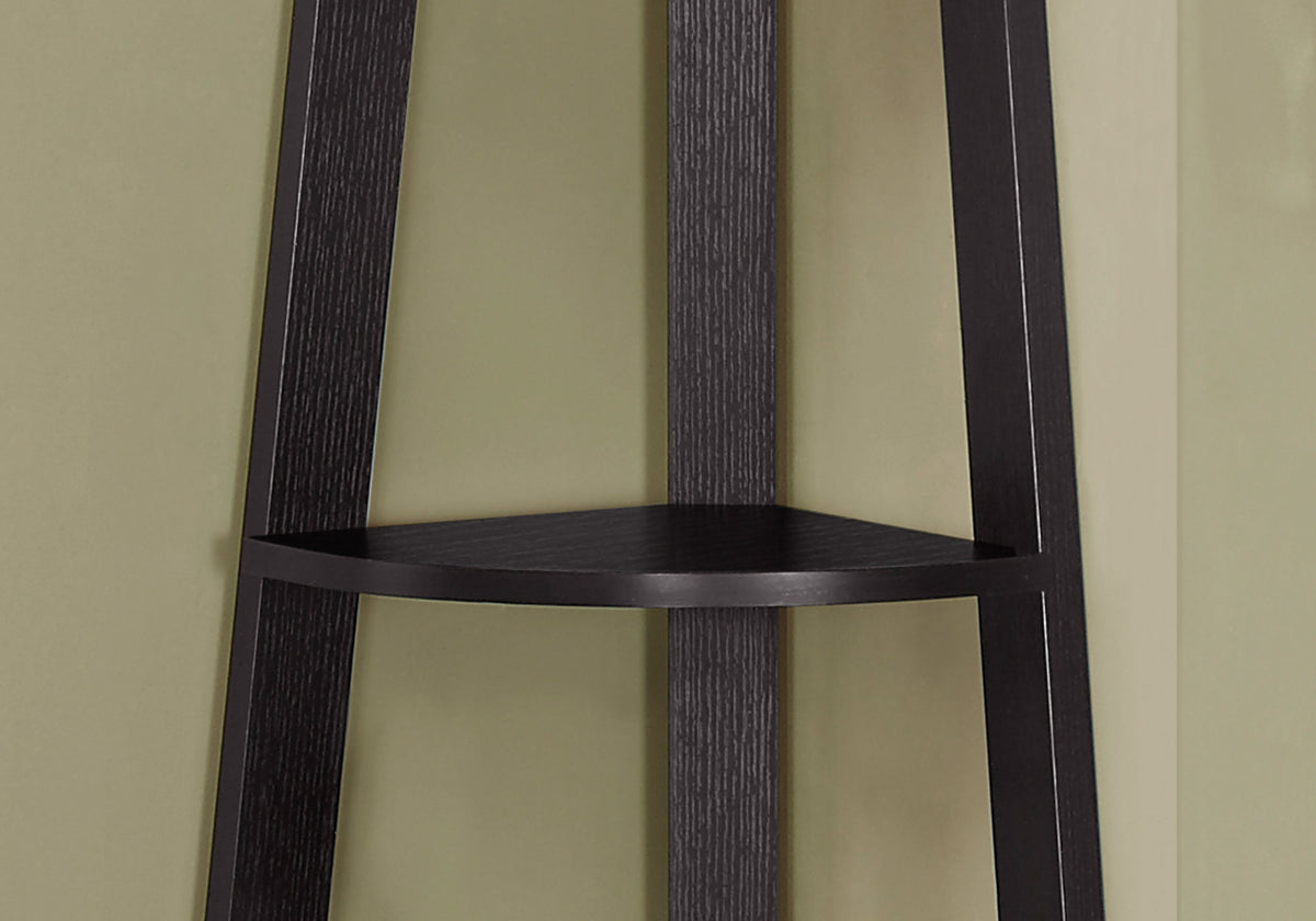 Espresso Corner Bookshelf - 71" Tall Display Unit