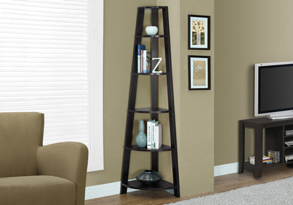 Espresso Corner Bookshelf - 71" Tall Display Unit