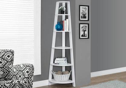 White Particle Board Corner Bookcase for Bedroom Storage for Living Room