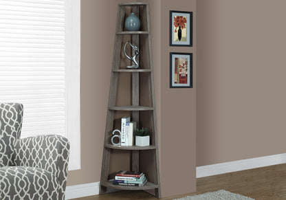 Corner Bookshelf, Taupe Particle Board - 5 Tier Etagere