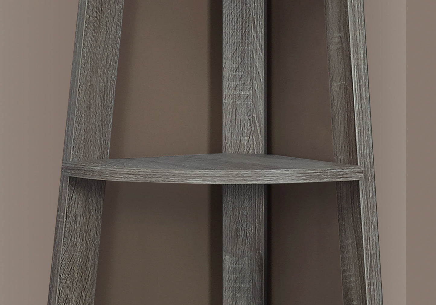 Corner Bookshelf, Taupe Particle Board - 5 Tier Etagere