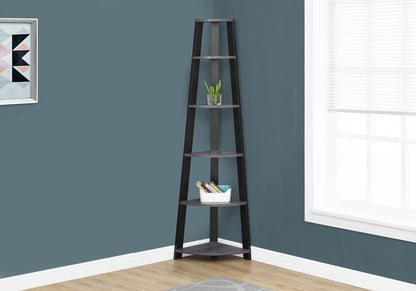 Grey Particle Board Corner Bookshelf for Bedroom Storage and Display for Living Room