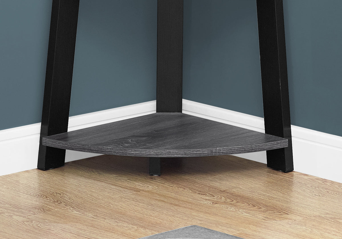 Grey Particle Board Corner Bookshelf for Bedroom Storage and Display for Living Room