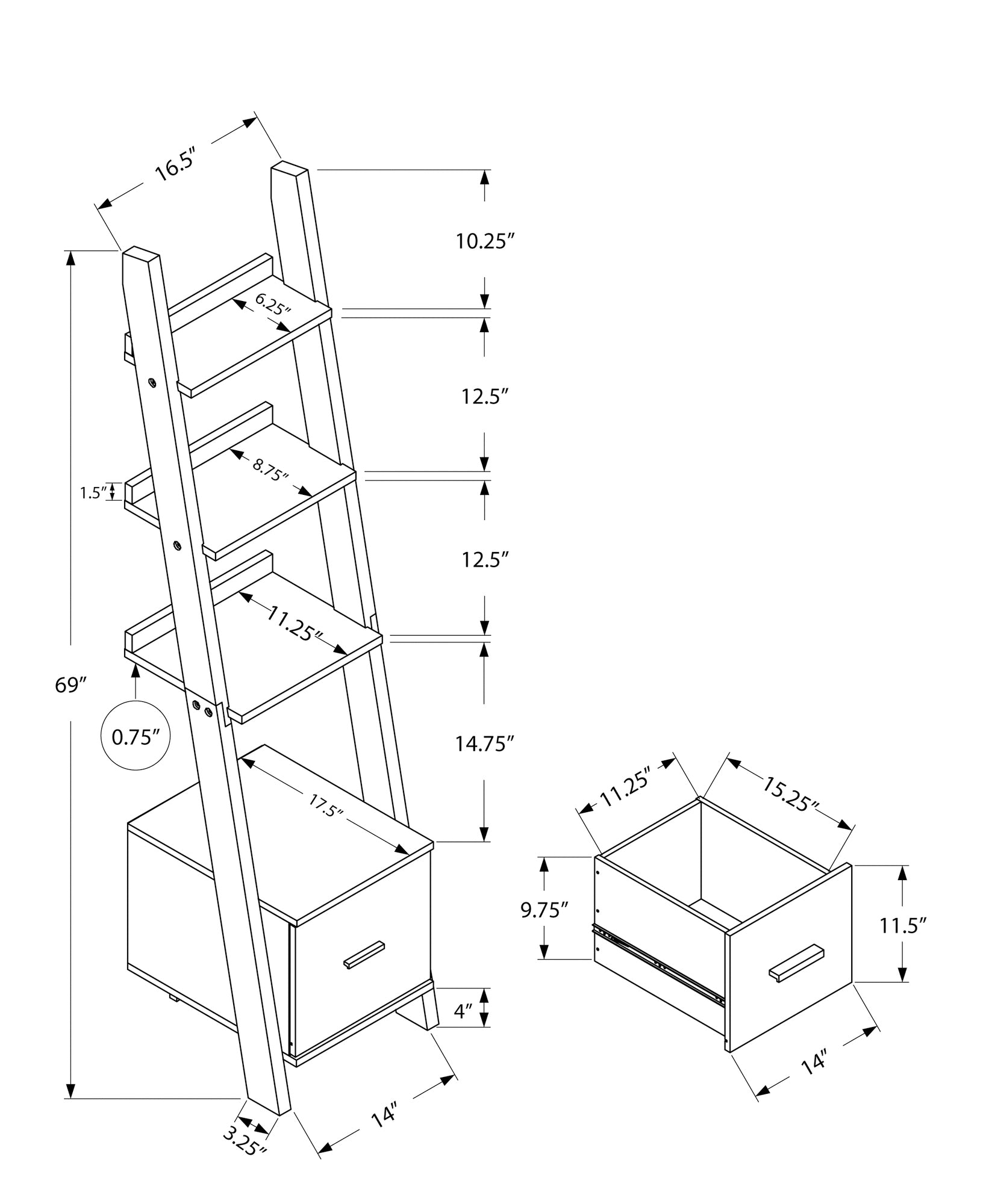 Espresso Particle Board Bookshelf - 69" Tall Display Unit