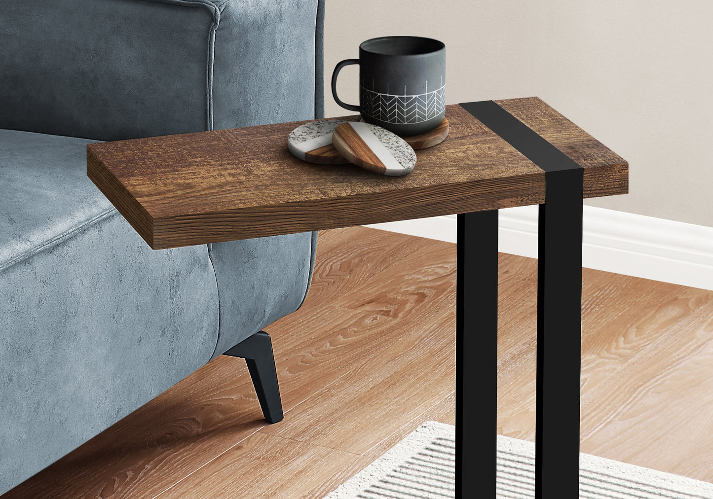 Brown C-Shaped Accent Table - 19.25" MDF
