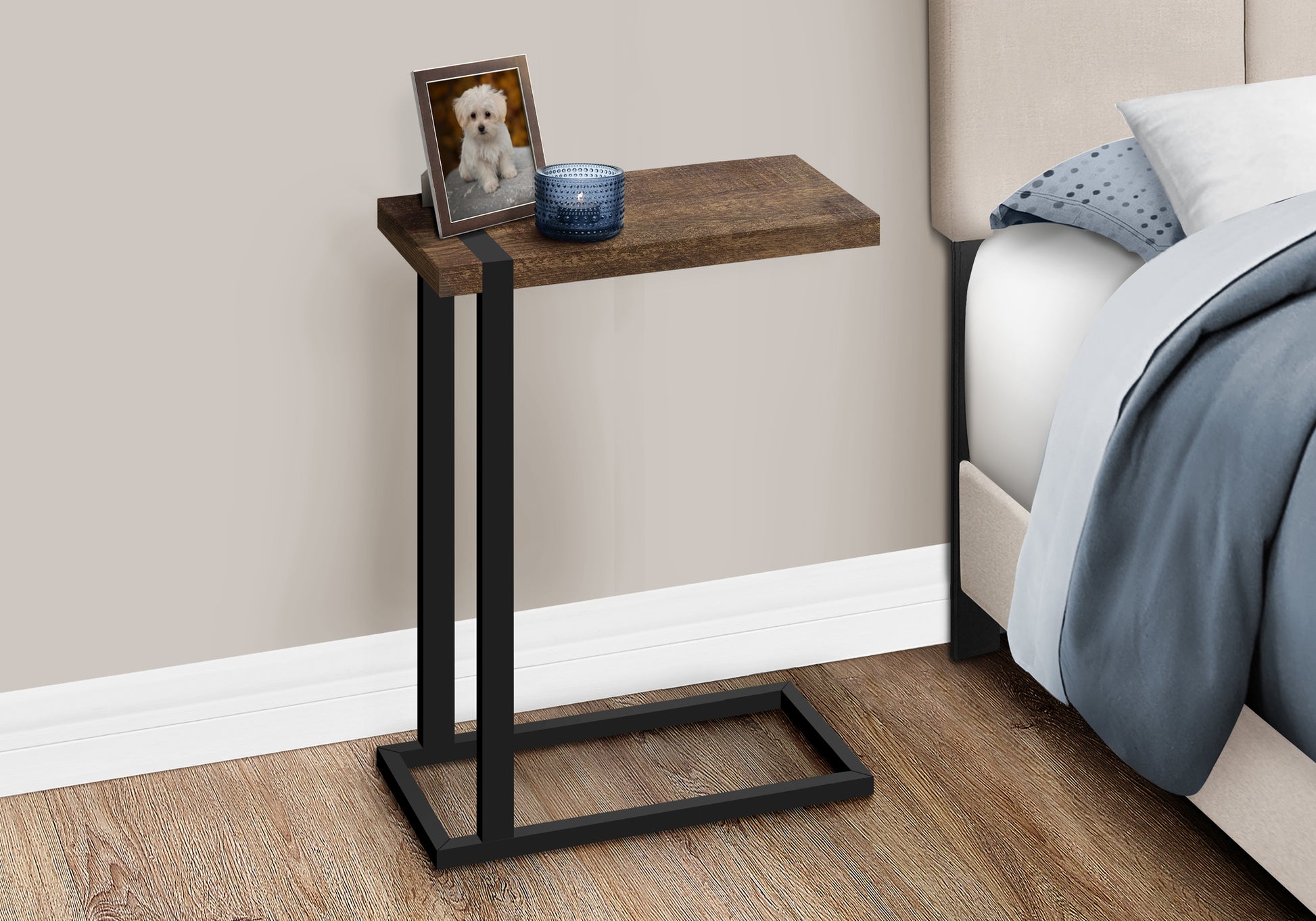 Brown C-Shaped Accent Table - 19.25" MDF