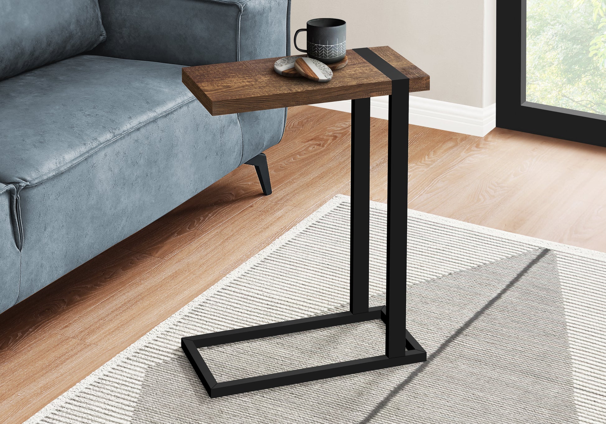 Brown C-Shaped Accent Table - 19.25" MDF