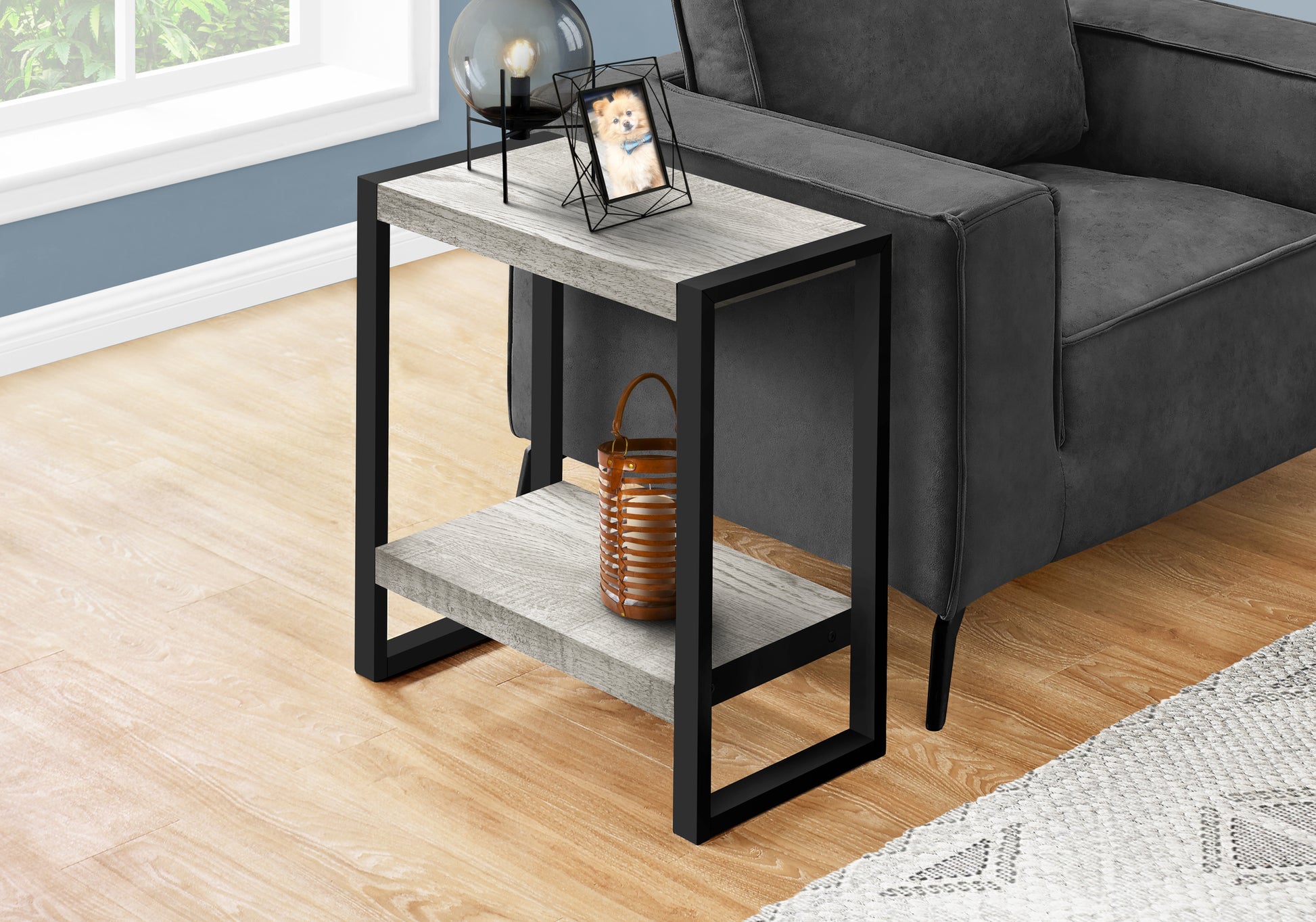 Grey Accent Table - 2 Tier MDF Side Table