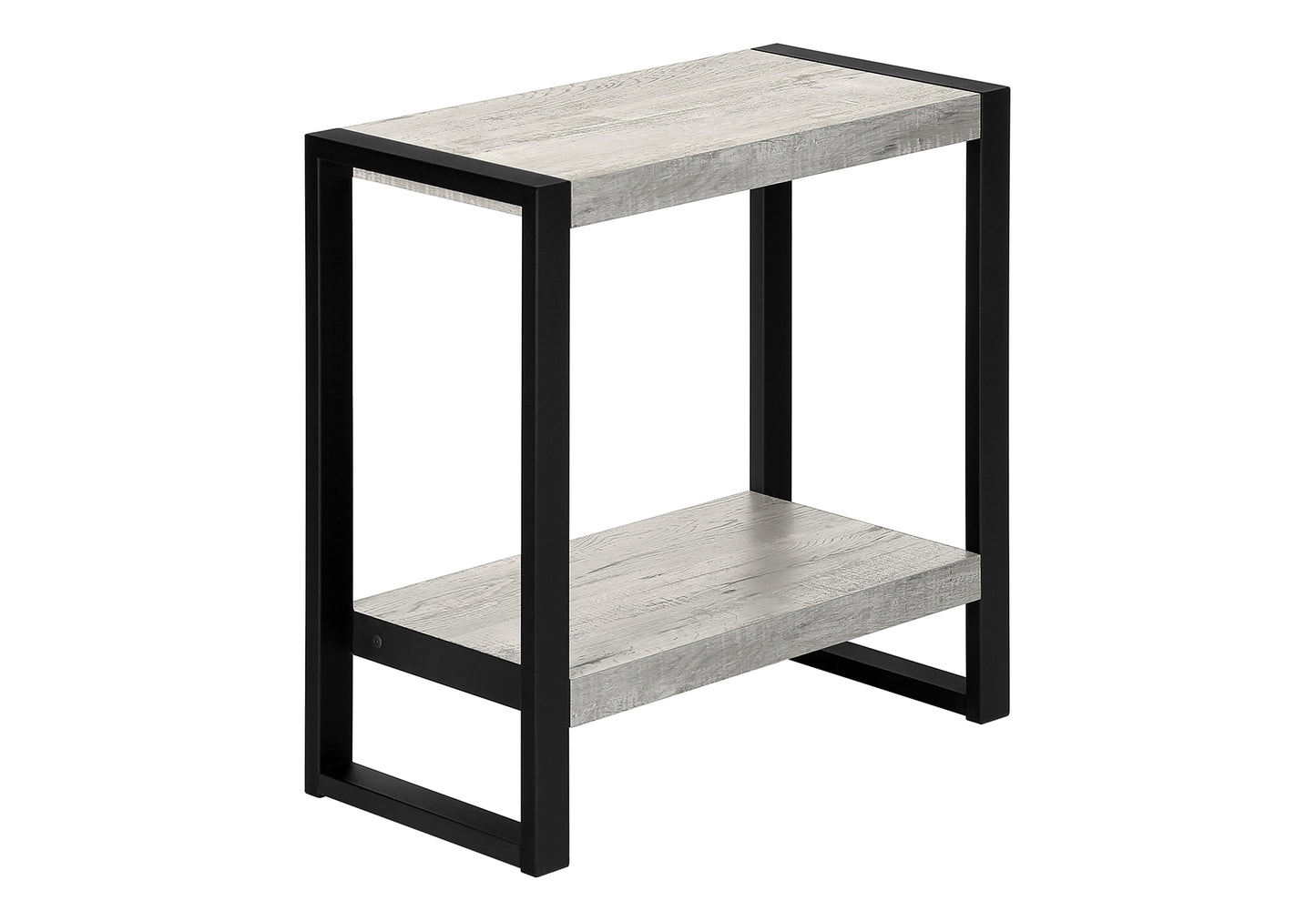 Accent Table, Side, End, Nightstand, Lamp, Living Room, Bedroom, Grey Laminate, Black Metal, Industrial