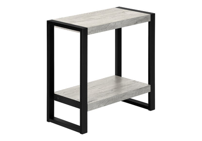 Accent Table, Side, End, Nightstand, Lamp, Living Room, Bedroom, Grey Laminate, Black Metal, Industrial