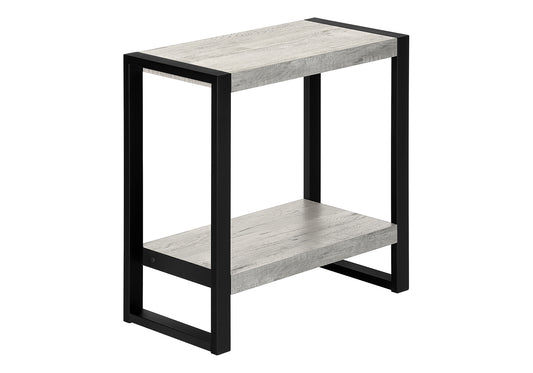 Accent Table, Side, End, Nightstand, Lamp, Living Room, Bedroom, Grey Laminate, Black Metal, Industrial
