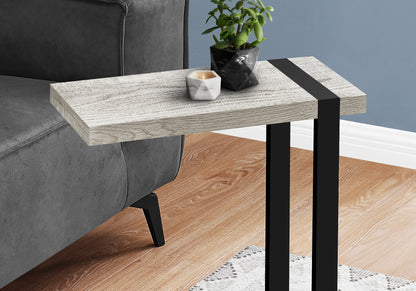 Grey C-Shaped Accent Table with Black Metal Frame for Modern Rooms for Living Room