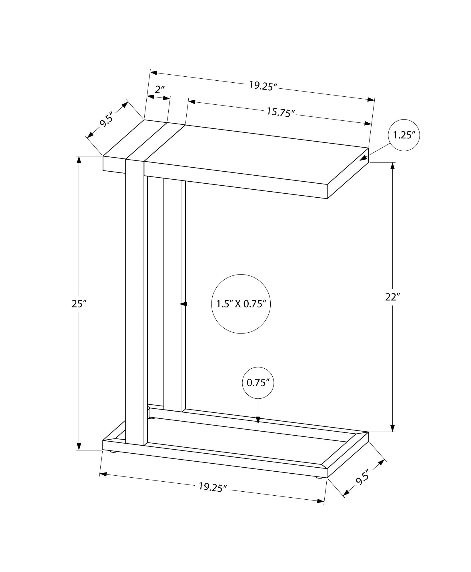 Grey C-Shaped Accent Table with Black Metal Frame for Modern Rooms for Living Room