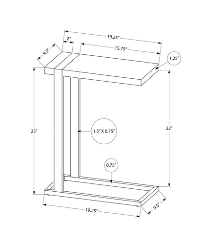 Grey C-Shaped Accent Table with Black Metal Frame for Modern Rooms for Living Room
