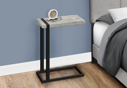 Grey C-Shaped Accent Table with Black Metal Frame for Modern Rooms for Living Room