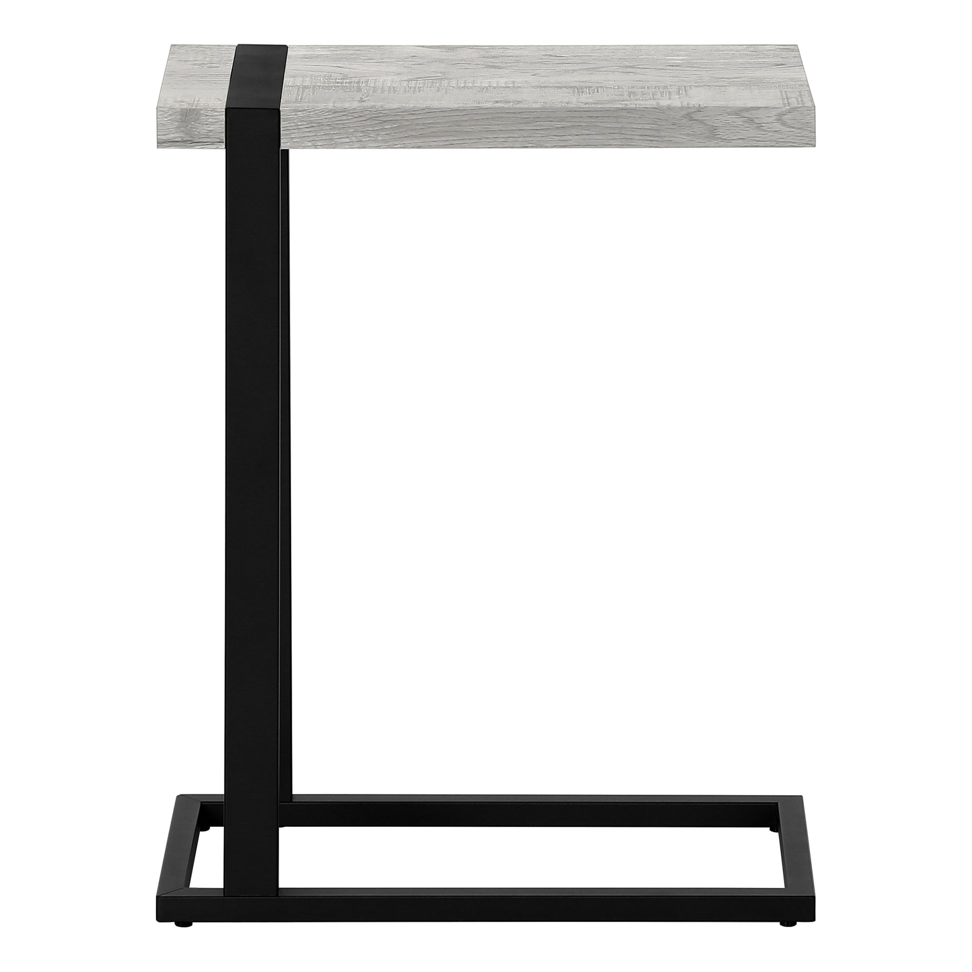 Grey C-Shaped Accent Table with Black Metal Frame for Modern Rooms for Living Room