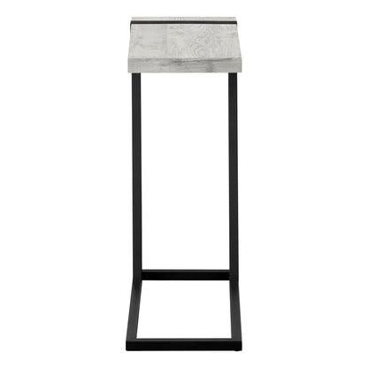 Grey C-Shaped Accent Table with Black Metal Frame for Modern Rooms for Living Room