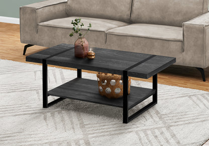 Black Rectangular Coffee Table with Shelf - 47.25" L