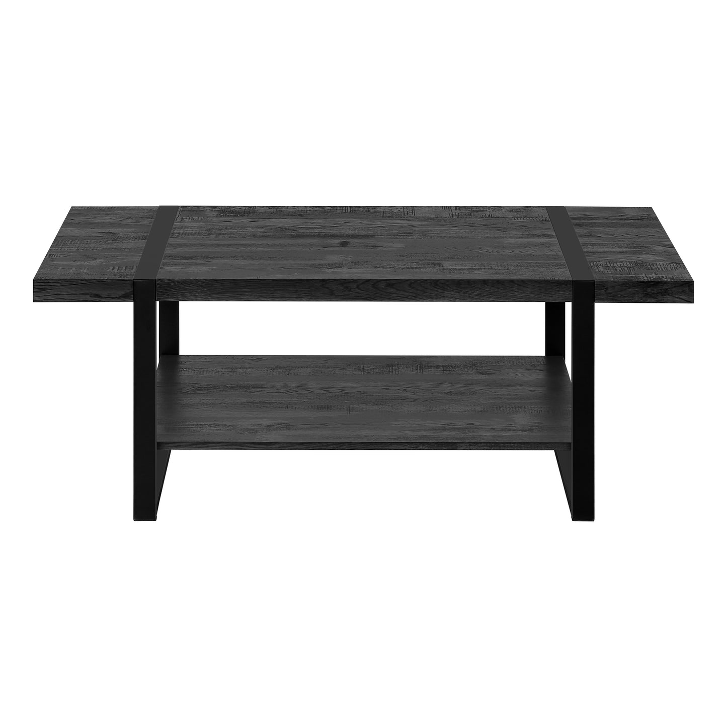 Black Rectangular Coffee Table with Shelf - 47.25" L