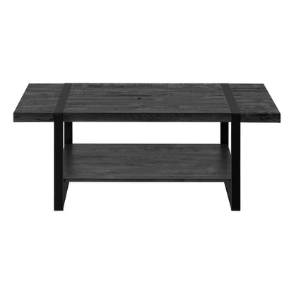 Black Rectangular Coffee Table with Shelf - 47.25" L