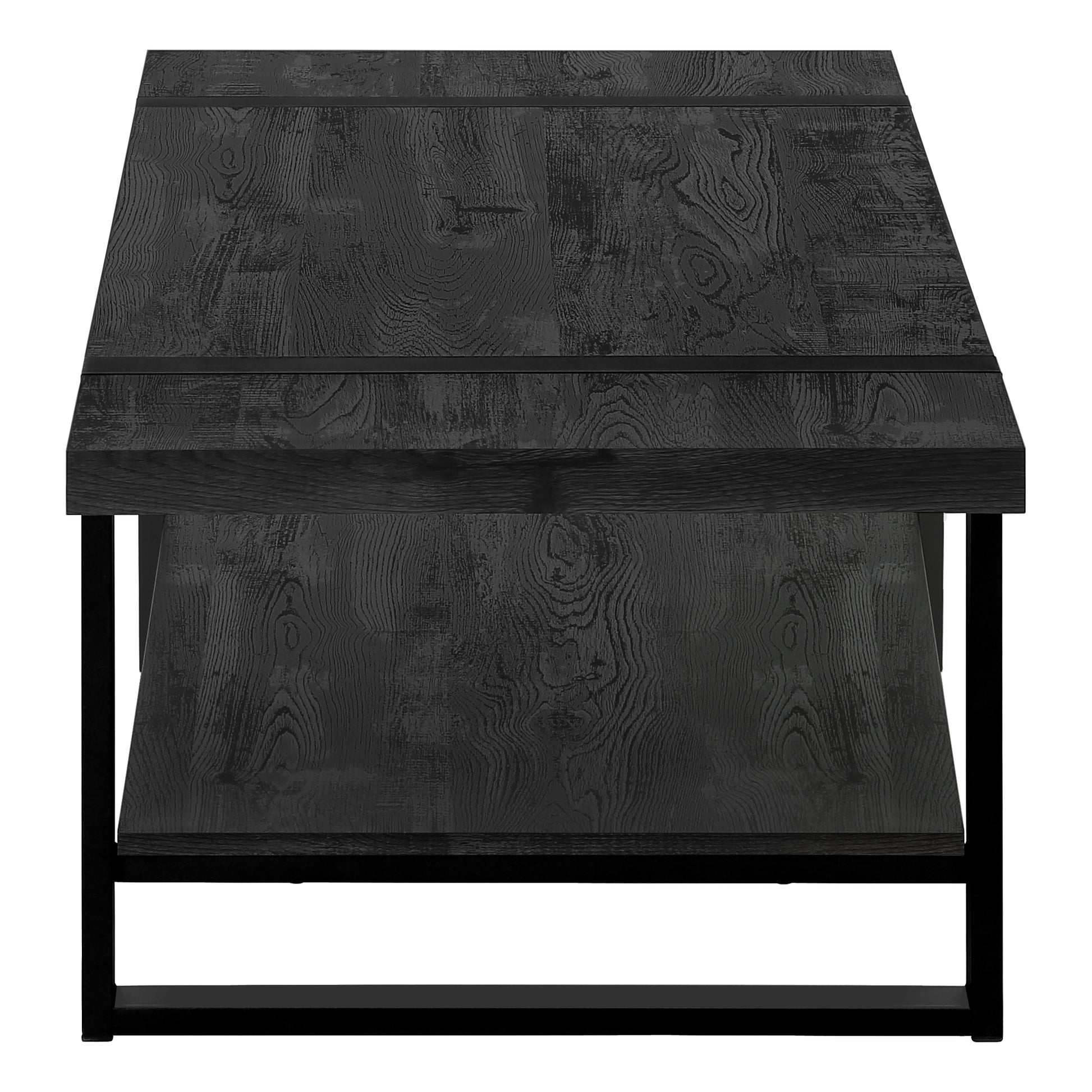 Black Rectangular Coffee Table with Shelf - 47.25" L