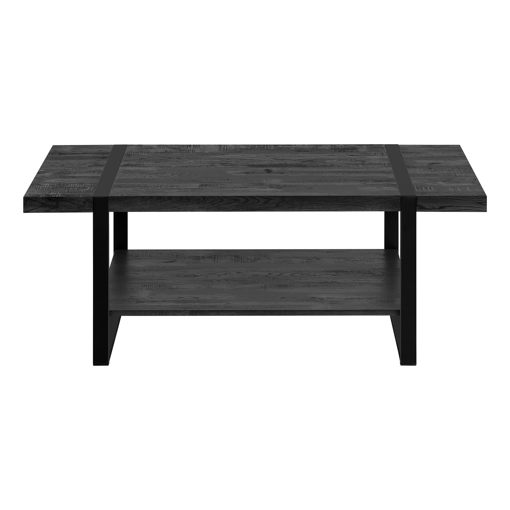 Black Rectangular Coffee Table with Shelf - 47.25" L