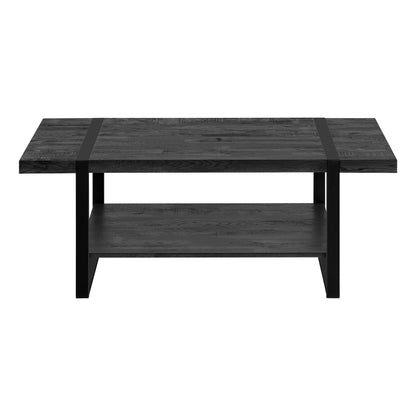 Black Rectangular Coffee Table with Shelf - 47.25" L
