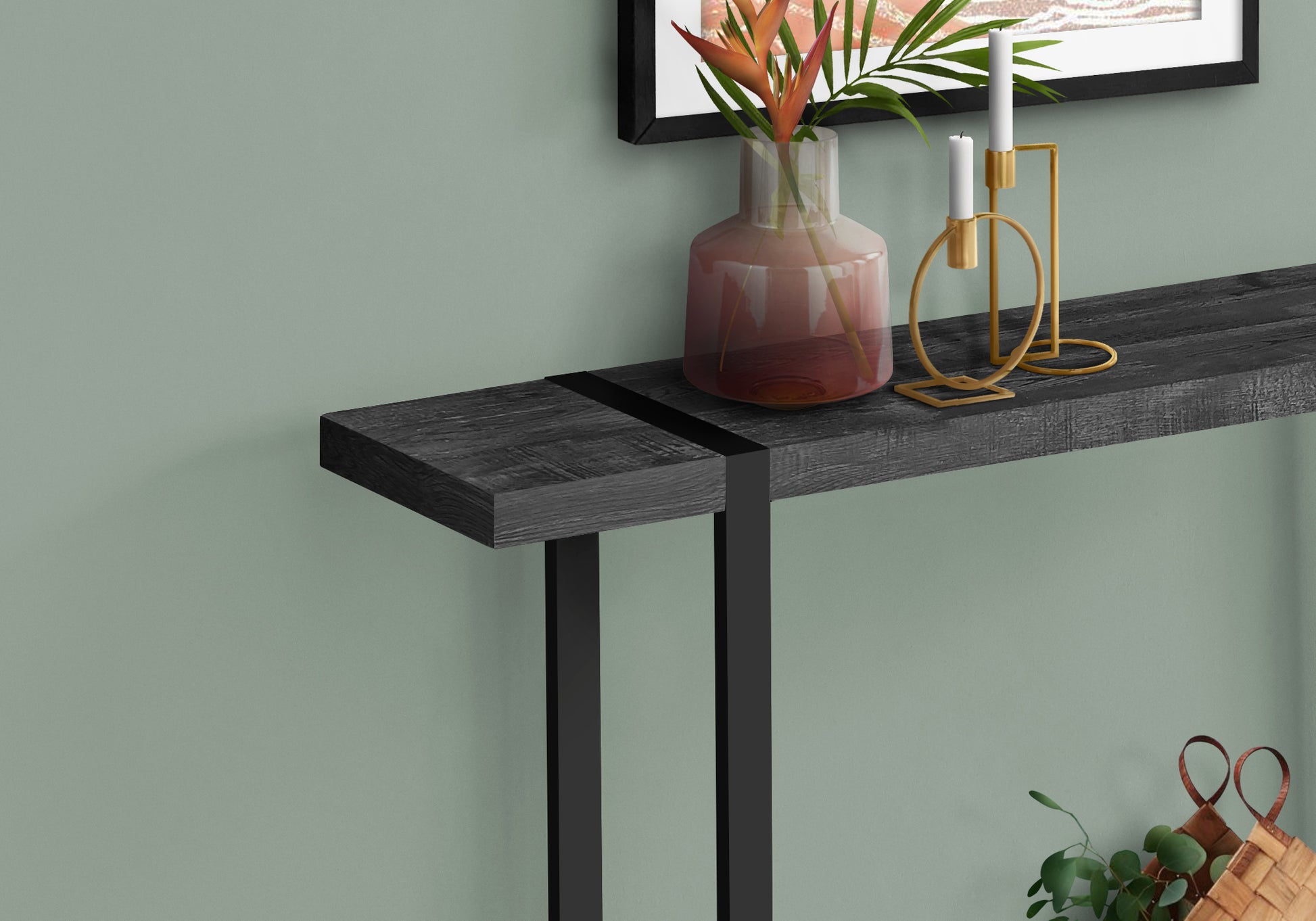 Black Console Table - Storage Accent Table