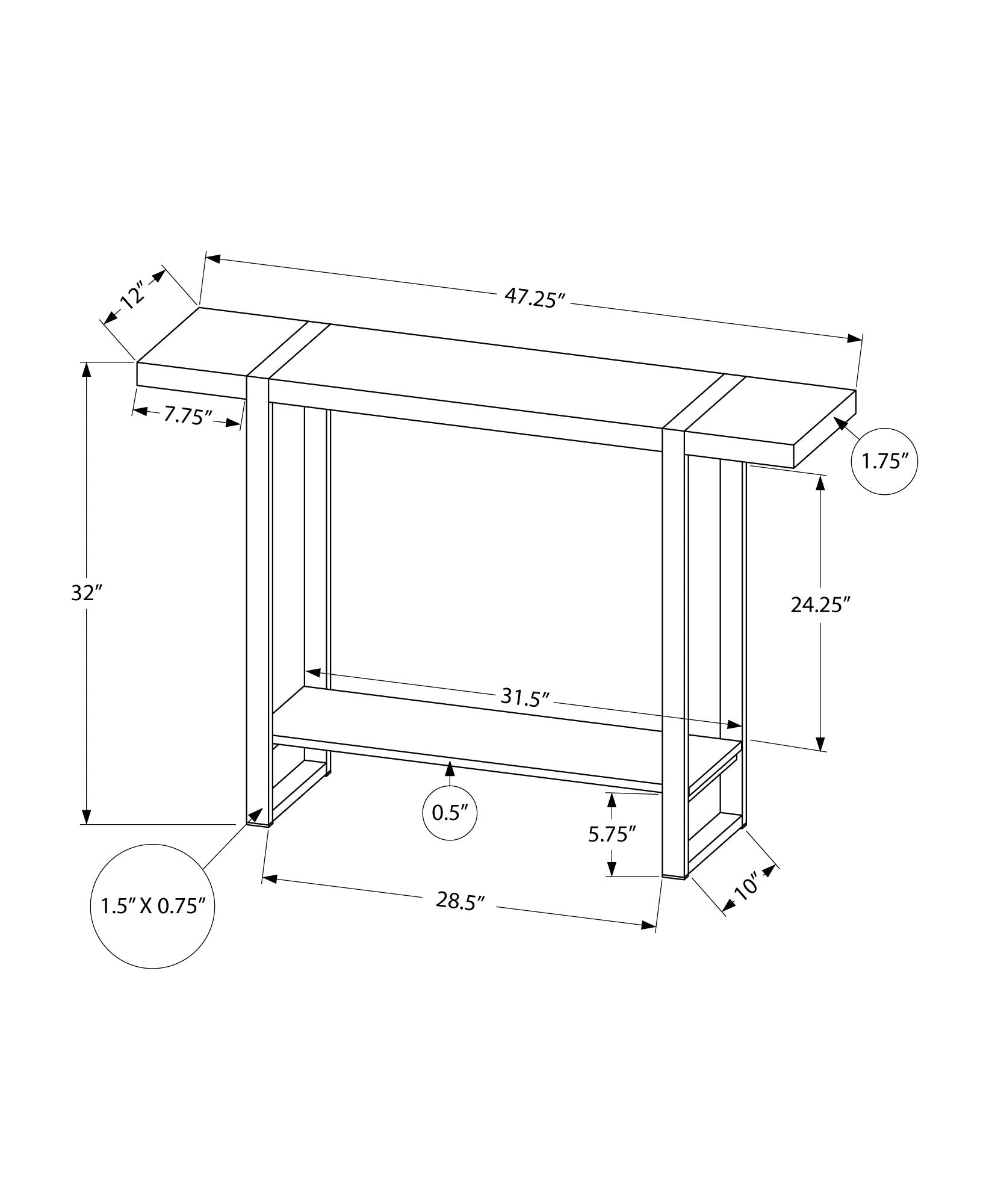Black Console Table - Storage Accent Table