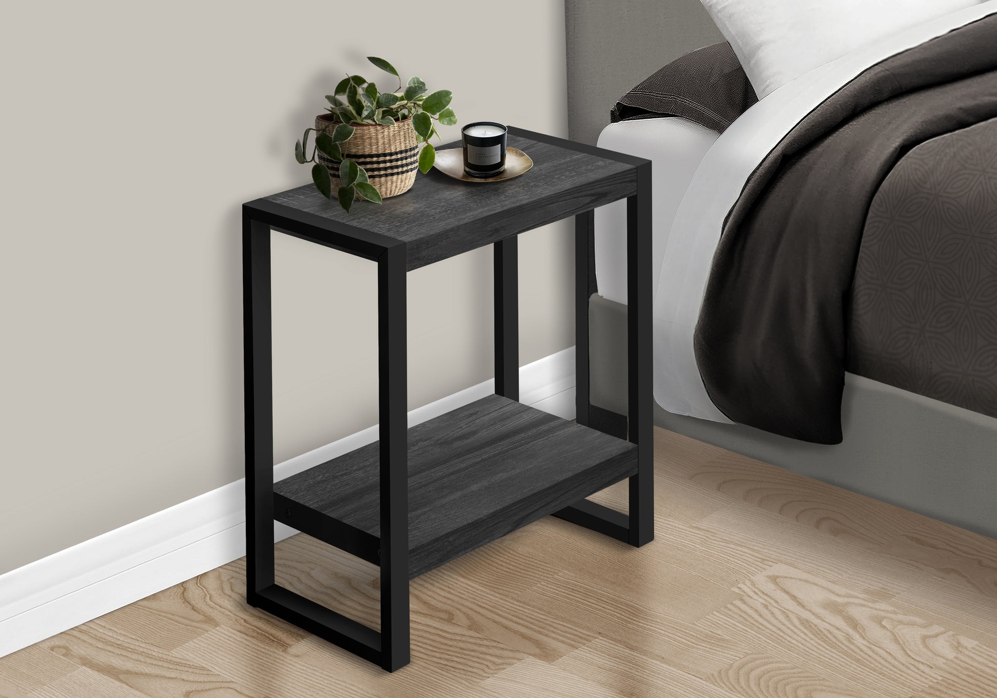 Black Accent Table - 2 Tier MDF Side Table