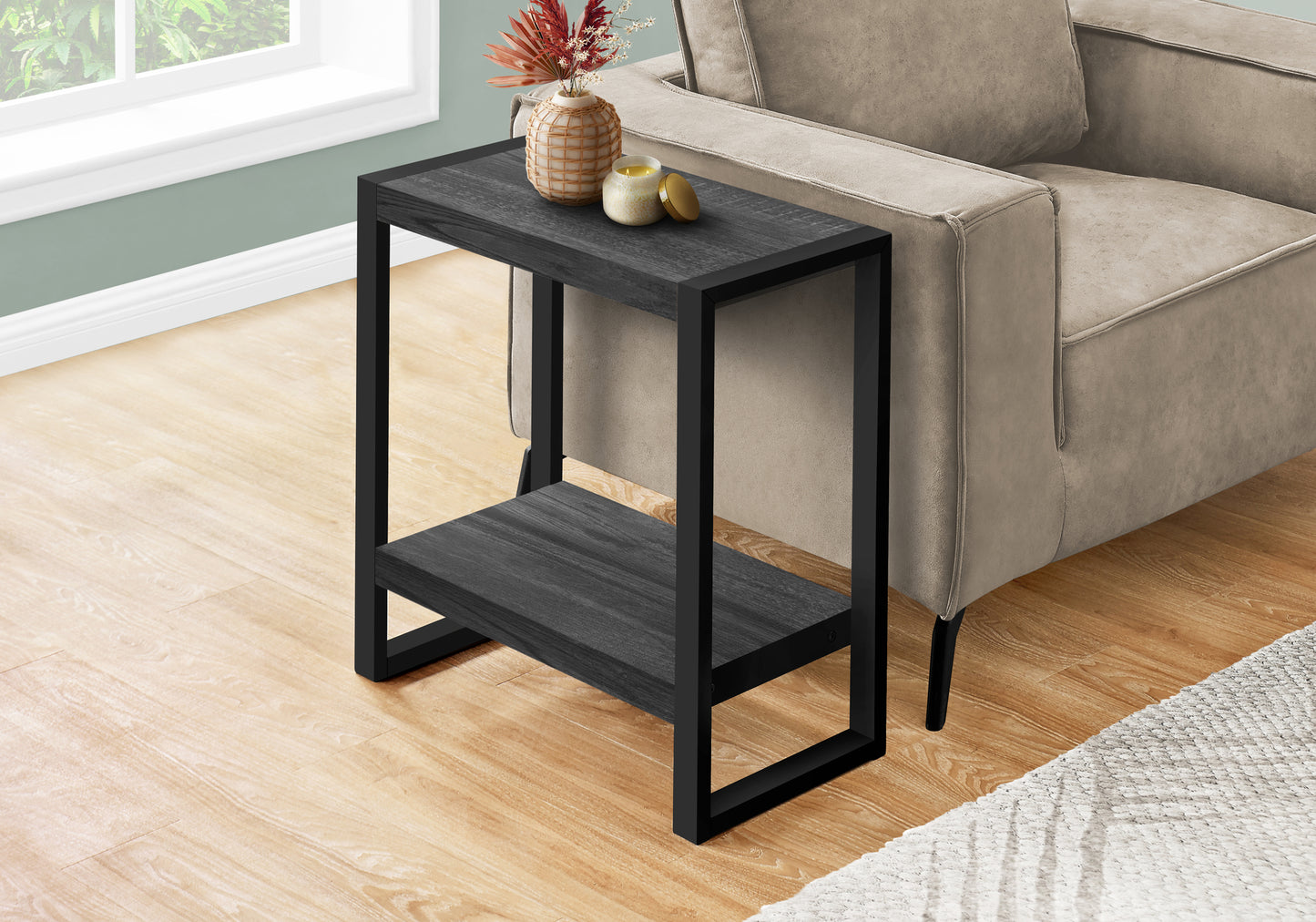 Black Accent Table - 2 Tier MDF Side Table