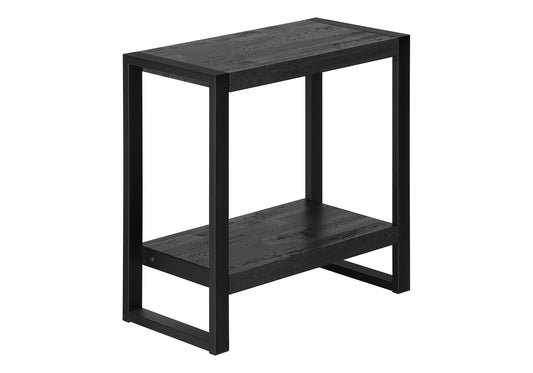 Accent Table, Side, End, Nightstand, Lamp, Living Room, Bedroom, Black Laminate, Black Metal, Industrial