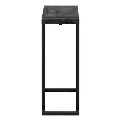 Black C-Shaped Accent Table with Metal Frame for Living Rooms