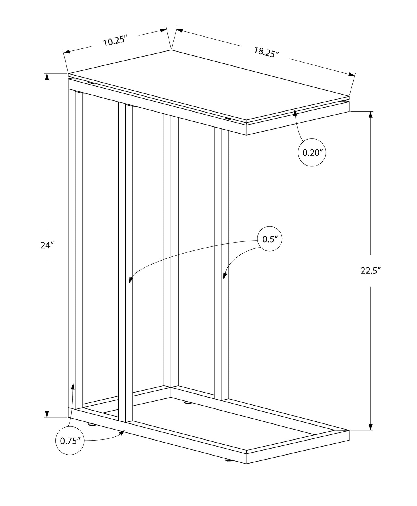 White Metal Accent Table - Contemporary Design